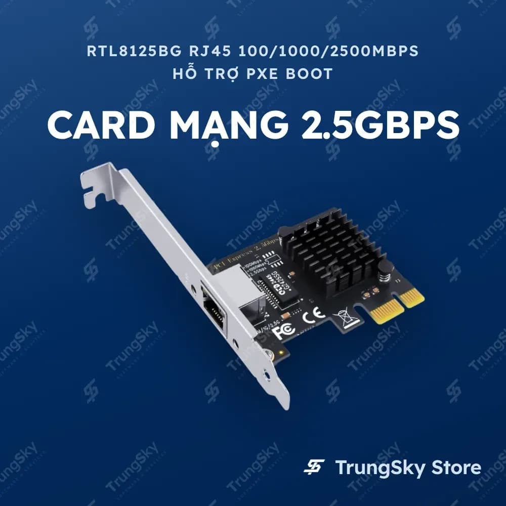 Card mạng 2.5G PCIe Realtek RTL8125BG RJ45 100/1000/2500Mbps
