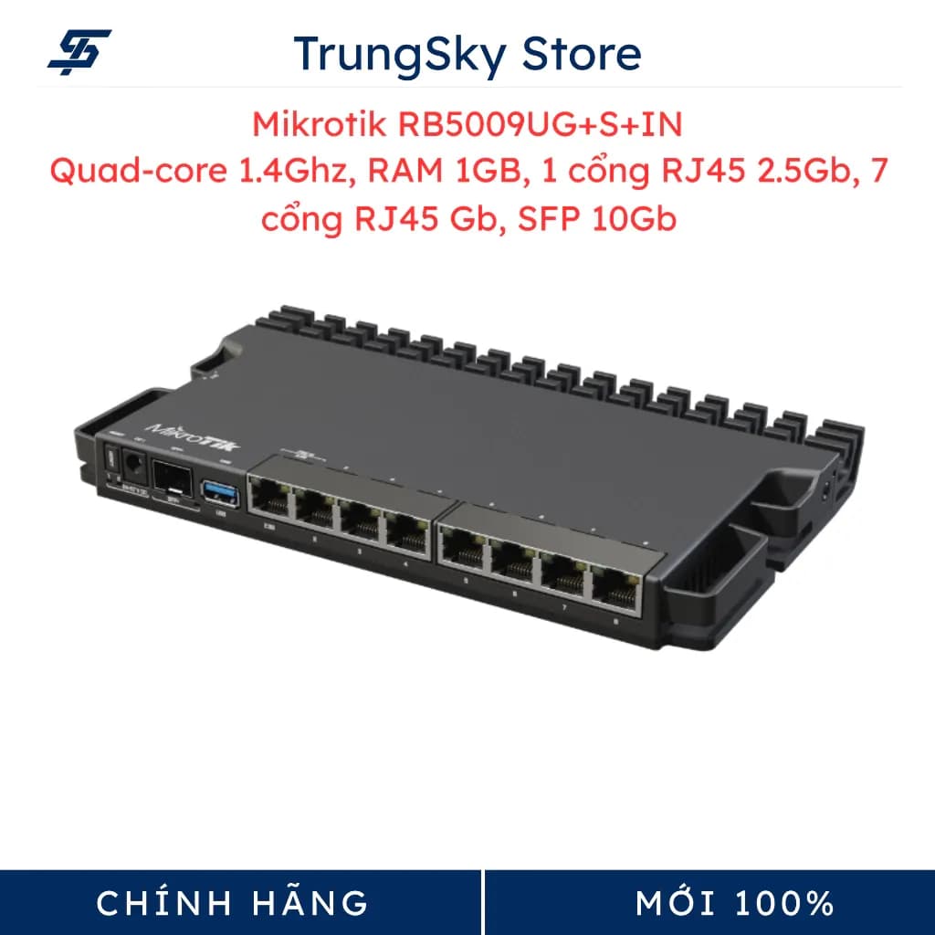 Router Mikrotik RB5009UG+S+IN CPU Quad-core 1.4Ghz, RAM 1GB, 7 cổng RJ45 Gb, 1 cổng RJ45 2.5Gb, SFP 10Gb - hình ảnh 1