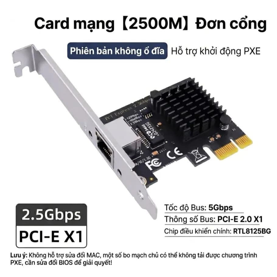 Card mạng 2.5G PCIe Realtek RTL8125BG hỗ trợ boot PXE - hình ảnh 1
